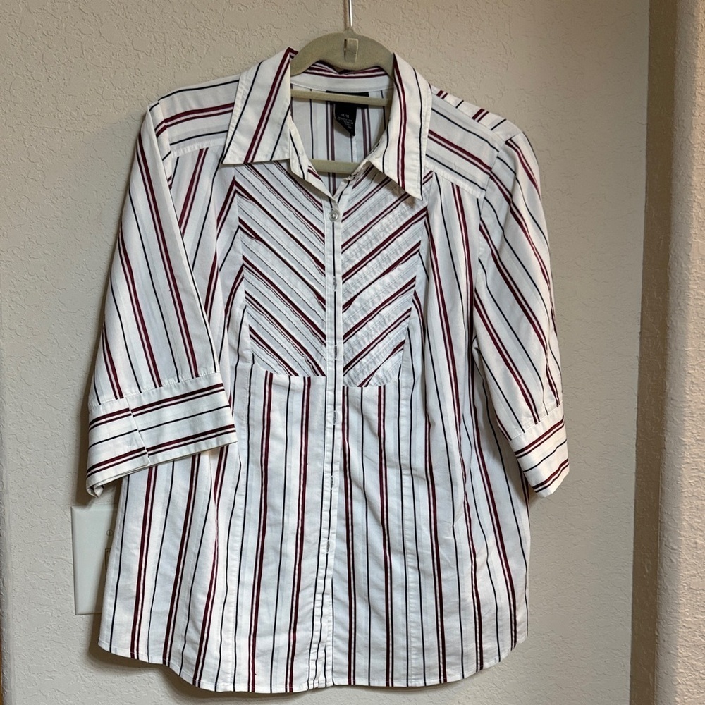 Lane Bryant Striped Button-Up Shirt Size 14/16